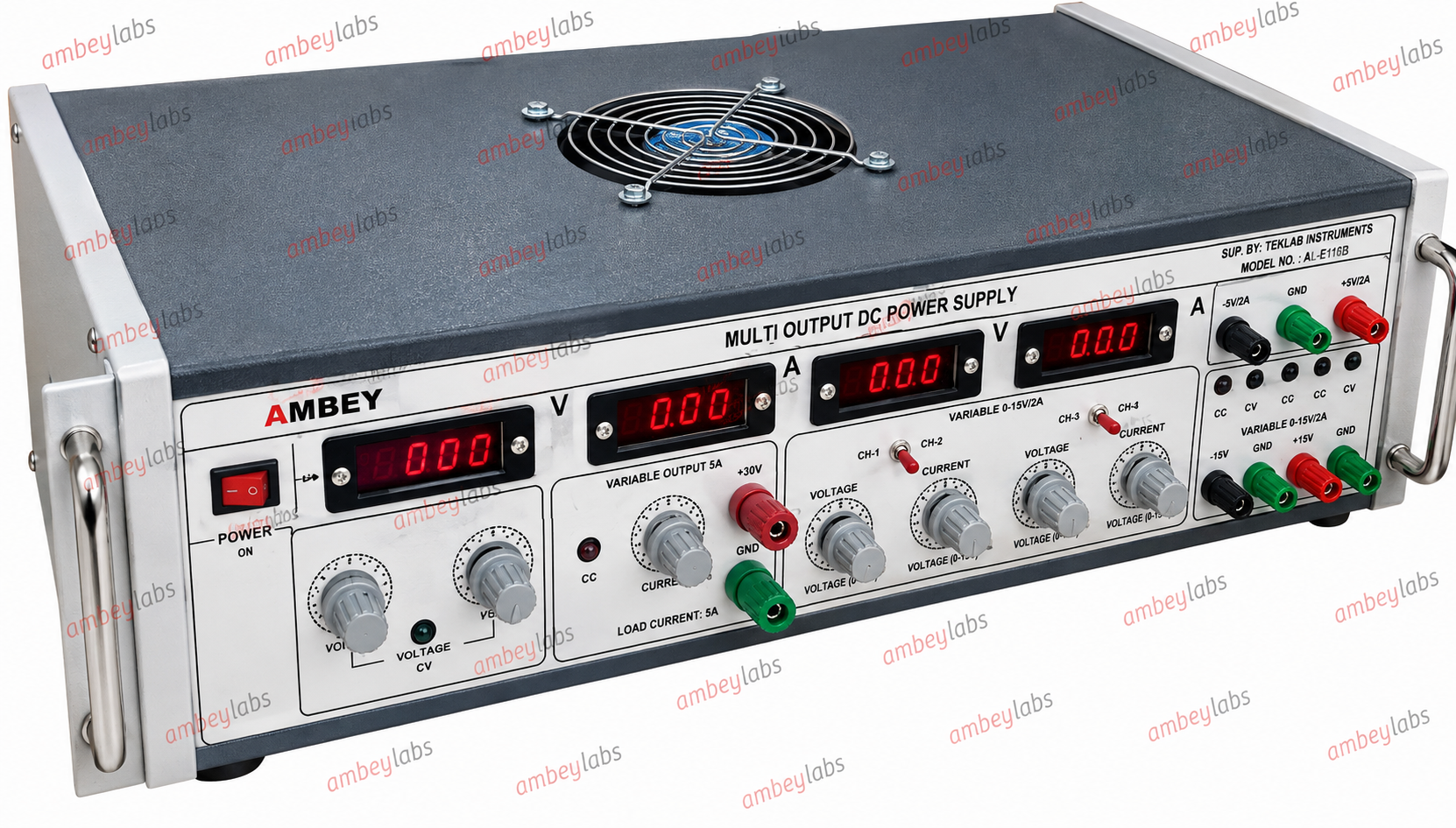 AL-E116F MULTI OUTPUT DC POWER SUPPLY 0-30V5A +/-5V2A, 0-15V2A (DUAL)