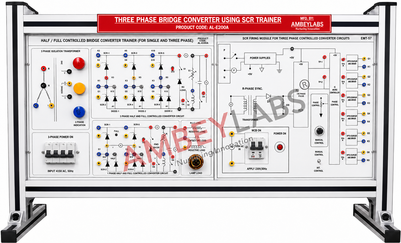 AL-E208A SCR SINGLE AND THREE PHASE HALF-FULL CONTROLLED BRIDGE CONVERTER TRAINER