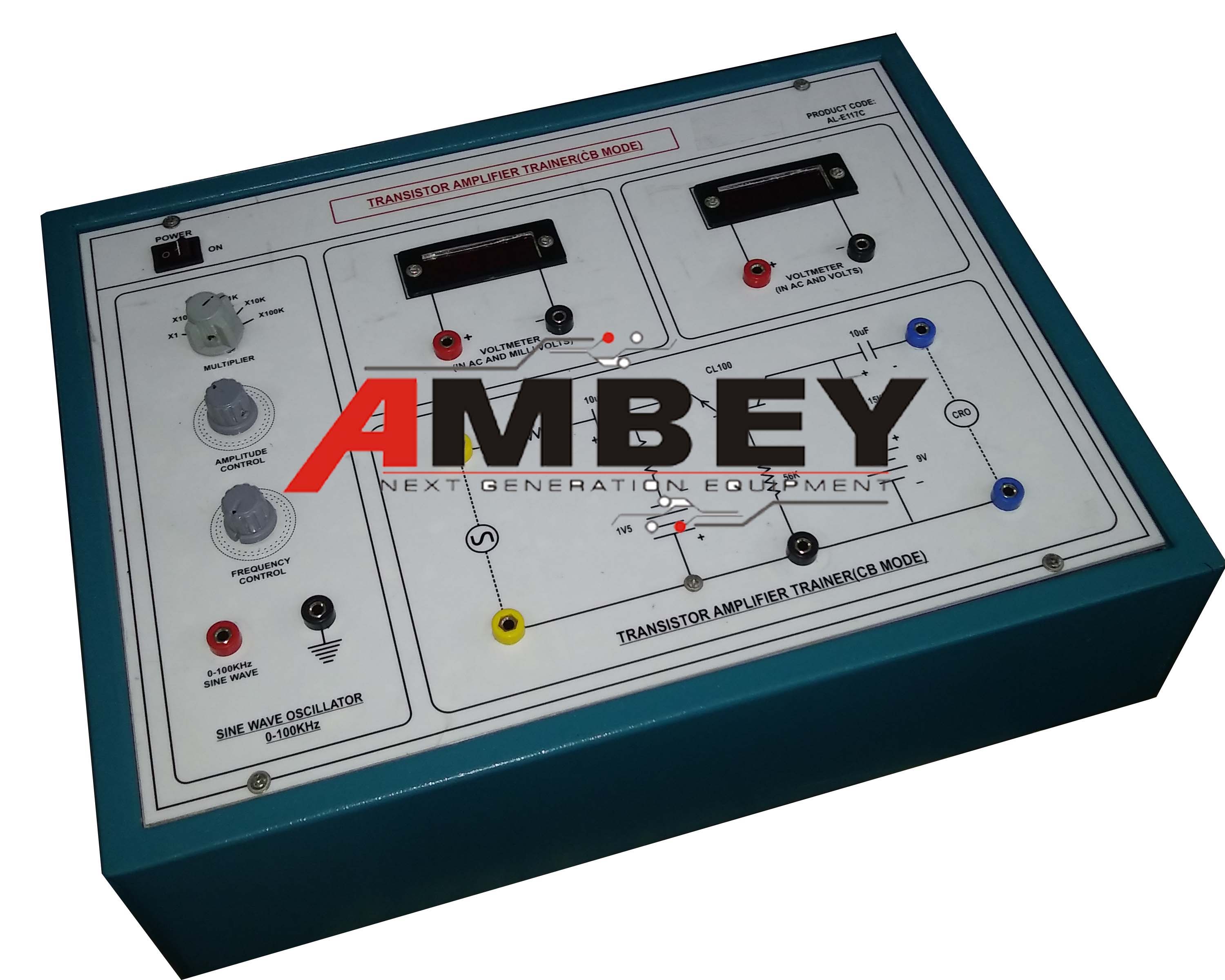 AL-E117C TRANSISTOR AMPLIFIER TRAINER WITH INBUILT SINE WAVE GENERATOR 0-100KHz AND AC MILLI VOLTMETER